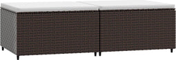 vidaXL - Voetensteunen - 2 - st - met - kussens - poly - rattan - bruin