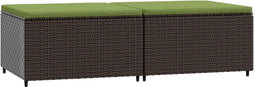 vidaXL - Voetensteunen - 2 - st - met - kussens - poly - rattan - bruin