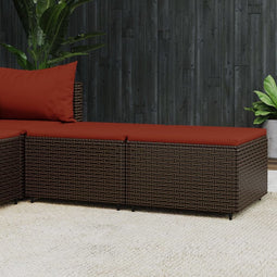 vidaXL - Voetensteunen - 2 - st - met - kussens - poly - rattan - bruin
