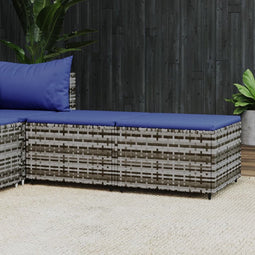 vidaXL - Voetensteunen - 2 - st - met - kussens - poly - rattan - grijs