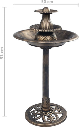 vidaXL - Vogelbadje - met - fontein - 50x91 - cm - kunststof - bronskleurig