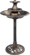vidaXL - Vogelbadje - met - fontein - 50x91 - cm - kunststof - bronskleurig