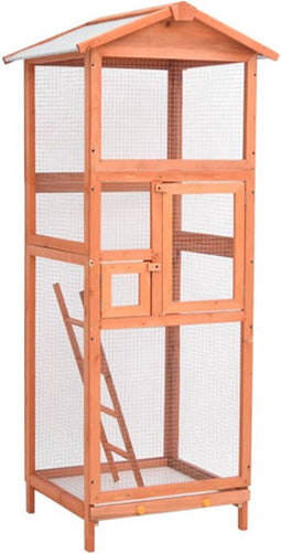 vidaXL - Vogelkooi - 68x62x166 - cm - massief - vurenhout