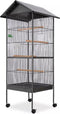 vidaXL Vogelkooi met dak staal zwart 66x66x155 cm