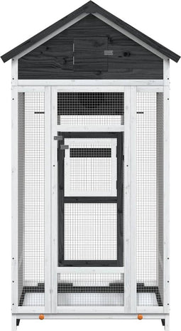 vidaXL Volière 91,5x53x170 cm massief grenenhout grijs