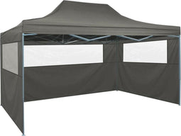 vidaXL - Vouwtent - met - 3 - wanden - 3x4,5 - m - antraciet