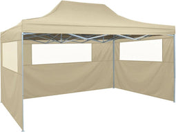 vidaXL - Vouwtent - met - 3 - wanden - 3x4,5 - m - crème