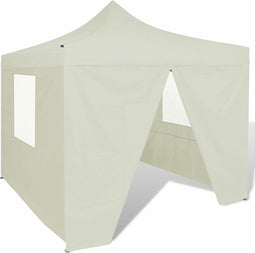vidaXL - Vouwtent - met - 4 - zijwanden - 3x3 - m - crème