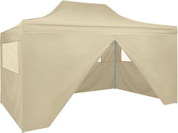 vidaXL - Vouwtent - pop-up - met - 4 - zijwanden - 3x4,5 - m - crèmewit