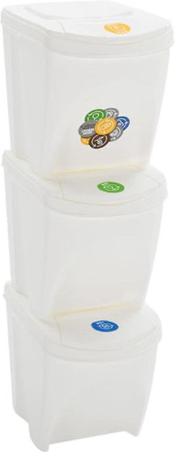 vidaXL - Vuilnisbakken - 3 - st - stapelbaar - 75 - L - polypropeen - wit