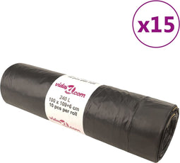 vidaXL - Vuilniszakken - met - trekkoorden - 150 - st - 240 - l - zwart