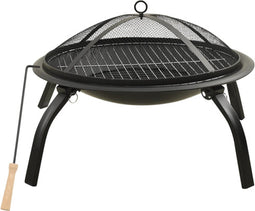 vidaXL - Vuurschaal - en - barbecue - 2-in-1 - met - pook - 56x56x49 - cm - staal