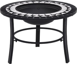 vidaXL - Vuurschaal - mozaïek - 68 - cm - keramiek - zwart - en - wit