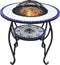 vidaXL - Vuurtafel - mozaïek - 68 - cm - keramiek - blauw - en - wit
