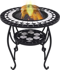 vidaXL - Vuurtafel - mozaïek - 68 - cm - keramiek - zwart - en - wit