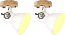 vidaXL Wand-/plafondlampen industrieel 2 st E27 20x25 cm wit