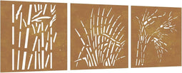 vidaXL - Wanddecoratie - tuin - 3 - st - grasontwerp - 55x55 - cm - cortenstaal