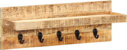 vidaXL - Wandkapstok - 60x15x20 - cm - massief - ruw - mangohout