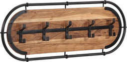 vidaXL - Wandkapstok - met - 5 - haken - massief - acaciahout