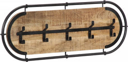 vidaXL - Wandkapstok - met - 5 - haken - massief - ruw - mangohout