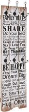 vidaXL - Wandkapstok - met - 6 - haken - FAMILY - RULES - 120x40 - cm