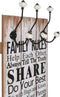 vidaXL - Wandkapstok - met - 6 - haken - FAMILY - RULES - 120x40 - cm