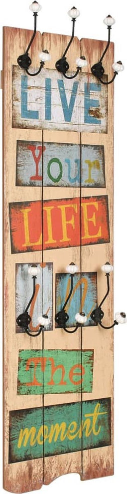 vidaXL - Wandkapstok - met - 6 - haken - LIVE - LIFE - 120x40 - cm