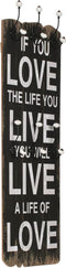 vidaXL - Wandkapstok - met - 6 - haken - LOVE - LIVE - 120x40 - cm