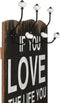 vidaXL - Wandkapstok - met - 6 - haken - LOVE - LIVE - 120x40 - cm