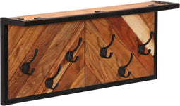 vidaXL - Wandkapstok - met - 6 - haken - massief - acaciahout