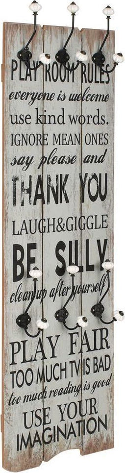 vidaXL - Wandkapstok - met - 6 - haken - THANK - YOU - 120x40 - cm