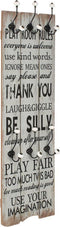 vidaXL - Wandkapstok - met - 6 - haken - THANK - YOU - 120x40 - cm
