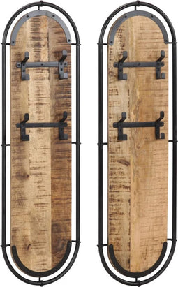 vidaXL - Wandkapstokken - 2 - st - met - 4 - haken - massief - ruw - mangohout