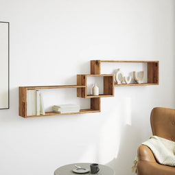 vidaXL - Wandkast - 158x18x53 - cm - bewerkt - hout - oud - houtkleurig