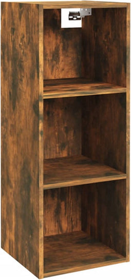 vidaXL - Wandkast - 34,5x32,5x90 - cm - bewerkt - hout - gerookt - eikenkleurig