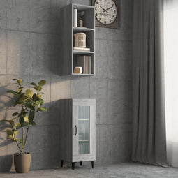 vidaXL - Wandkast - 34,5x32,5x90 - cm - bewerkt - hout - grijs - sonoma - eikenkleurig