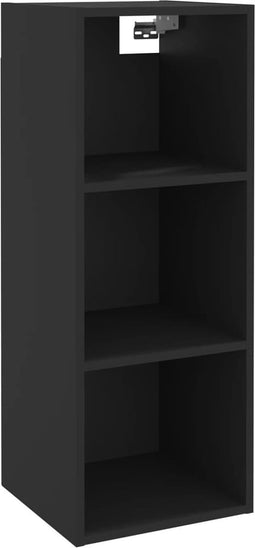 vidaXL - Wandkast - 34,5x32,5x90 - cm - bewerkt - hout - zwart