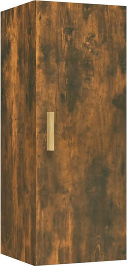vidaXL - Wandkast - 34,5x34x90 - cm - bewerkt - hout - gerookt - eikenkleurig