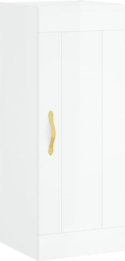 vidaXL - Wandkast - 34,5x34x90 - cm - bewerkt - hout - hoogglans - wit
