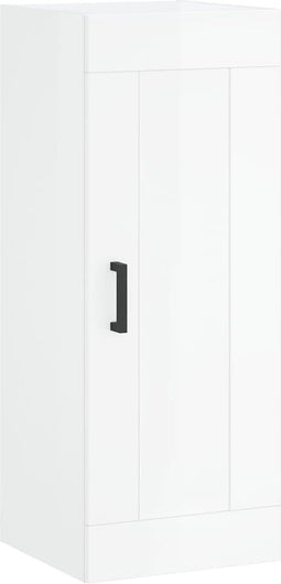 vidaXL - Wandkast - 34,5x34x90 - cm - bewerkt - hout - hoogglans - wit