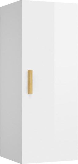 vidaXL - Wandkast - 34,5x34x90 - cm - bewerkt - hout - hoogglans - wit