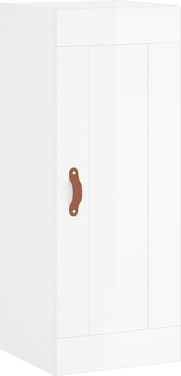 vidaXL - Wandkast - 34,5x34x90 - cm - bewerkt - hout - hoogglans - wit