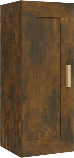 vidaXL - Wandkast - 35x34x90 - cm - bewerkt - hout - gerookt - eikenkleurig