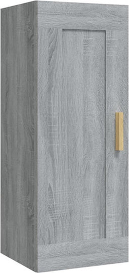 vidaXL - Wandkast - 35x34x90 - cm - bewerkt - hout - grijs - sonoma - eikenkleurig