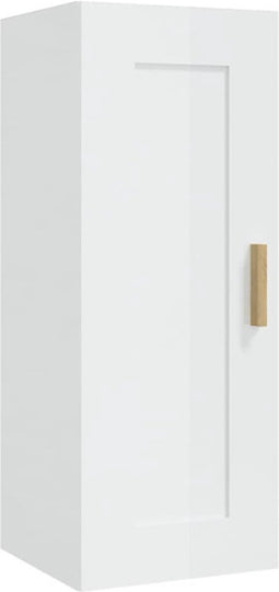 vidaXL - Wandkast - 35x34x90 - cm - bewerkt - hout - hoogglans - wit