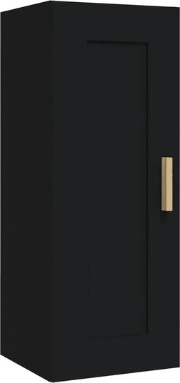 vidaXL - Wandkast - 35x34x90 - cm - bewerkt - hout - zwart