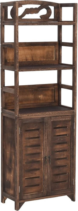 vidaXL - Wandkast - 46x24x140 - cm - massief - paulowniahout - donkerbruin