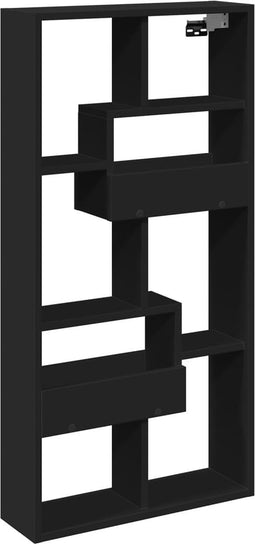 vidaXL - Wandkast - 50x15x100 - cm - bewerkt - hout - zwart