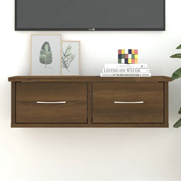 vidaXL - Wandkast - 60x26x18,5 - cm - bewerkt - hout - bruin - eikenkleur