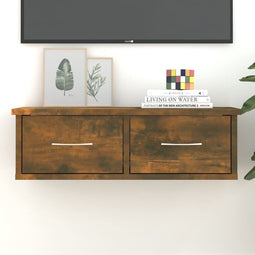 vidaXL - Wandkast - 60x26x18,5 - cm - bewerkt - hout - gerookt - eikenkleurig